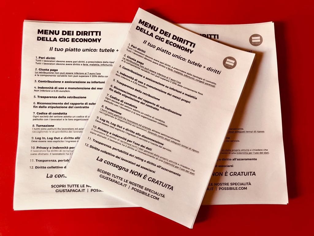 Il menu dei diritti del 1 Maggio